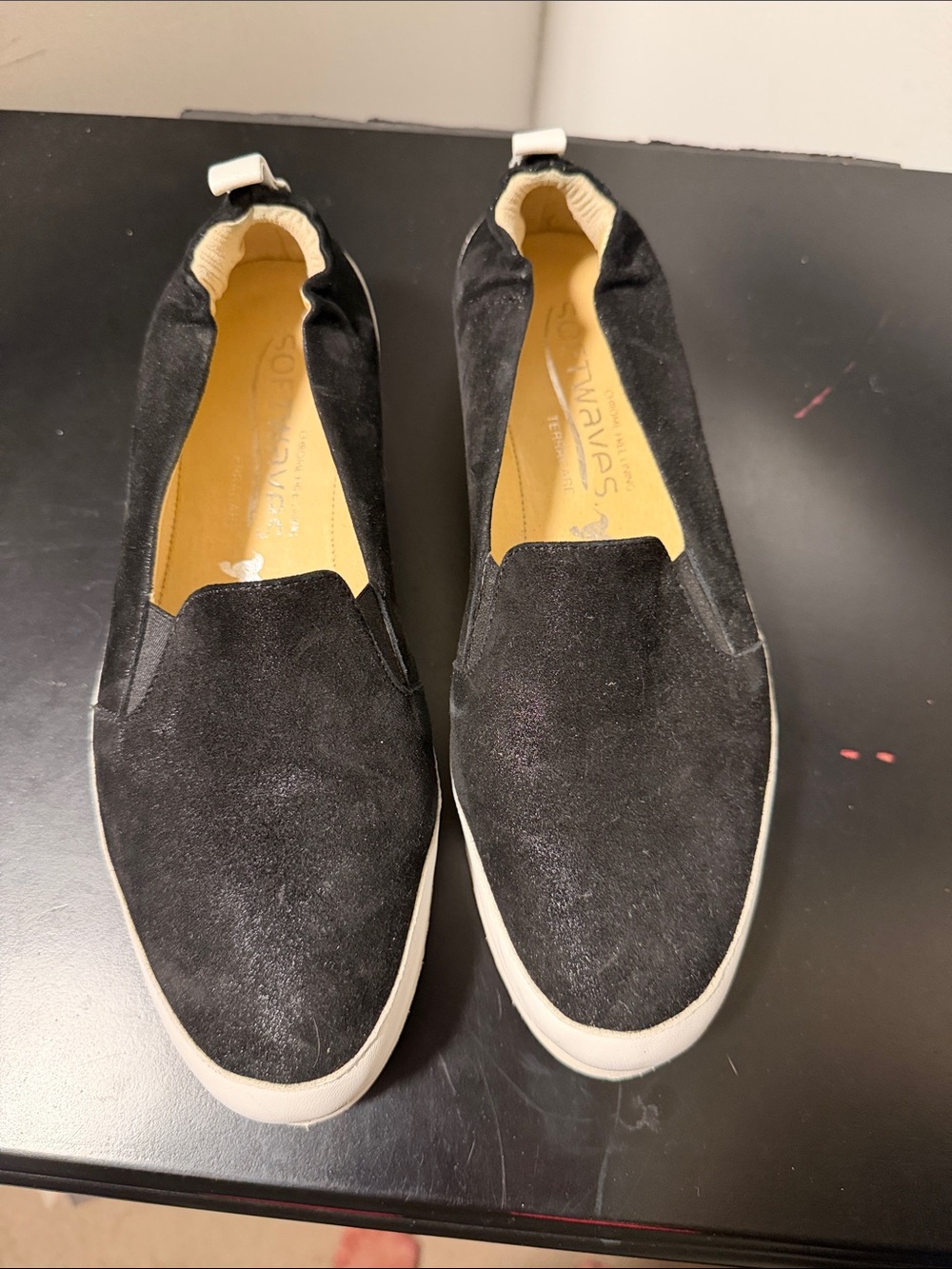 Women’s Black Slip-On Suede Loafers by SOULMATES